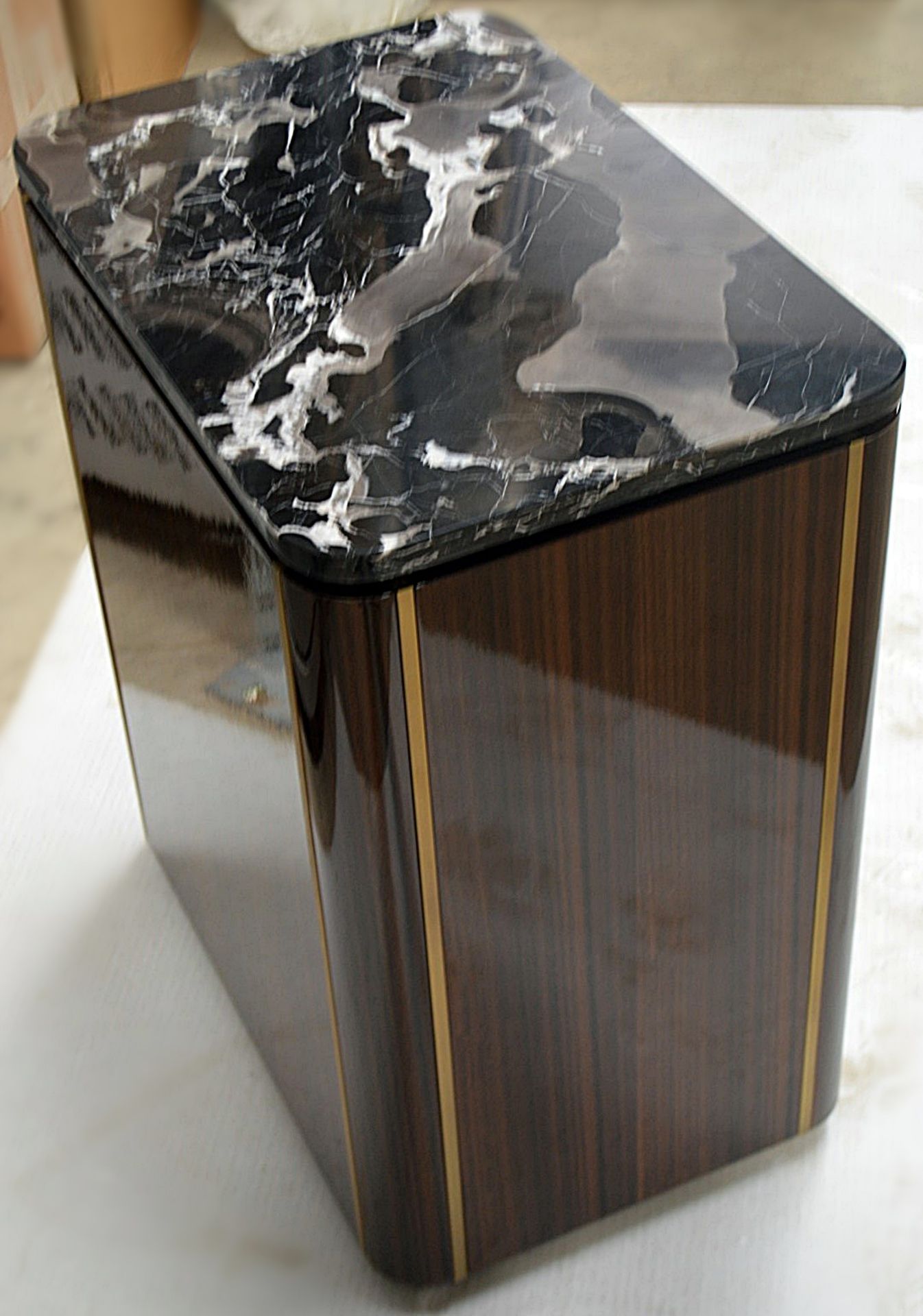 1 x FRATO 'BERNA' Luxury Designer Stone-topped Bedside Table With 3 Soft-close Lined Drawers - Image 7 of 7