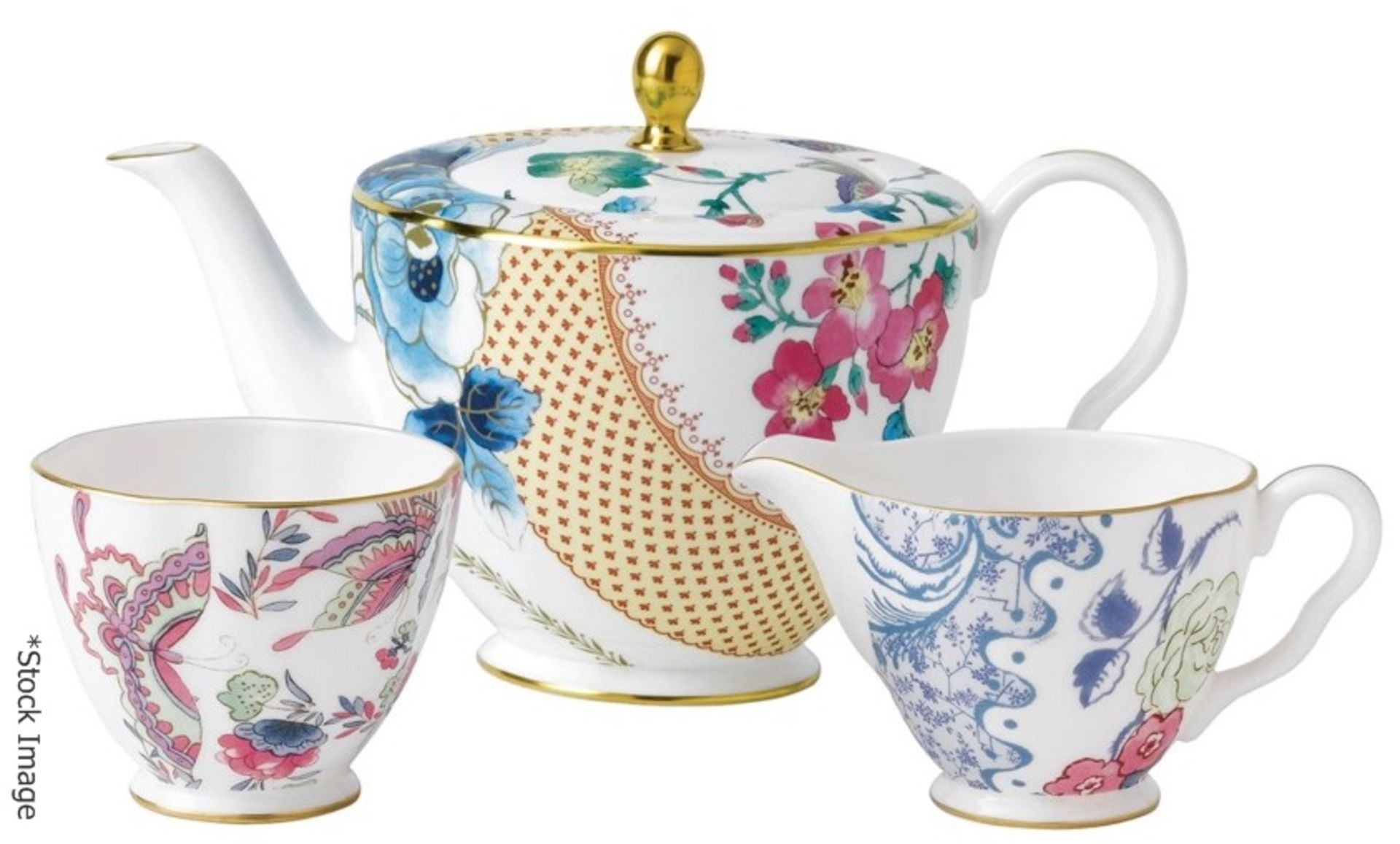 1 x WEDGWOOD Butterfly Bloom Teapot, Creamer and Sugar Bowl Set - Original Price £195.00 - Unused