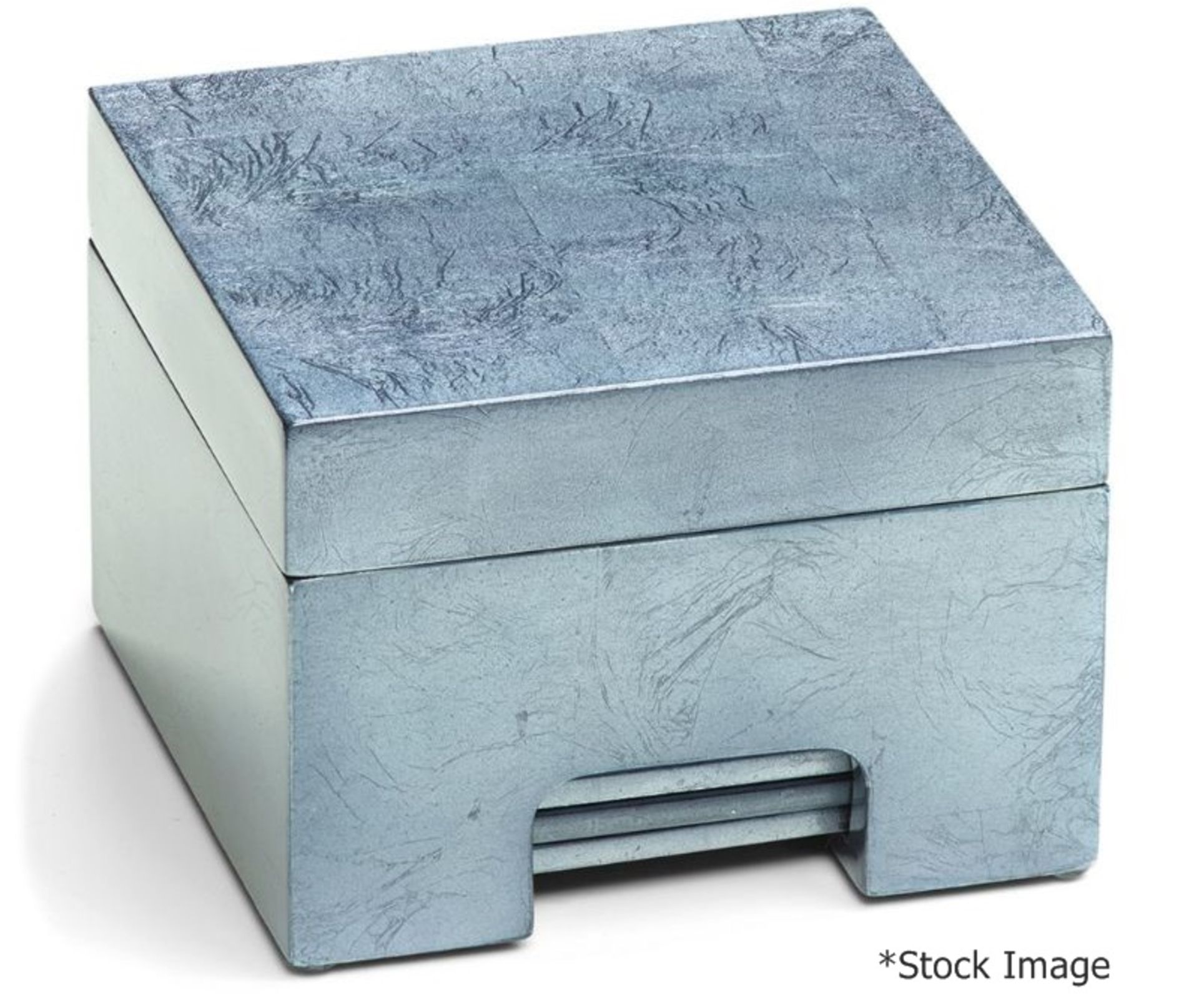 1 x POSH TRADING COMPANY Silver-Blue Lacquer Coastbox (Set of 8) - Original Price £150.00