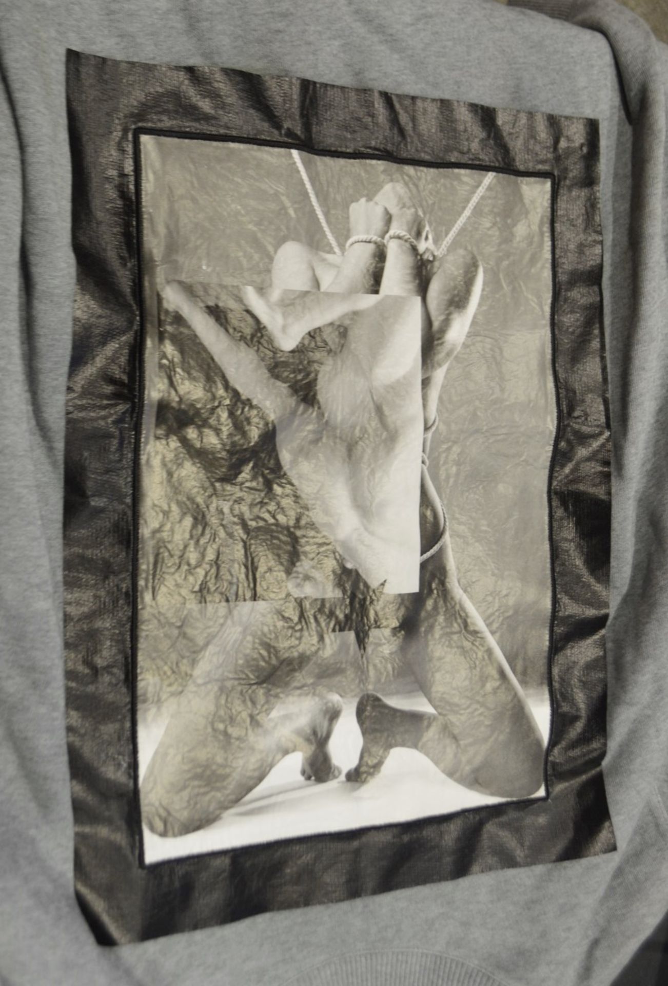 1 x Men's Genuine Givenchy Sweatshirt In Grey With Lambskin Panel On Front With Embroidered Border - Image 9 of 9