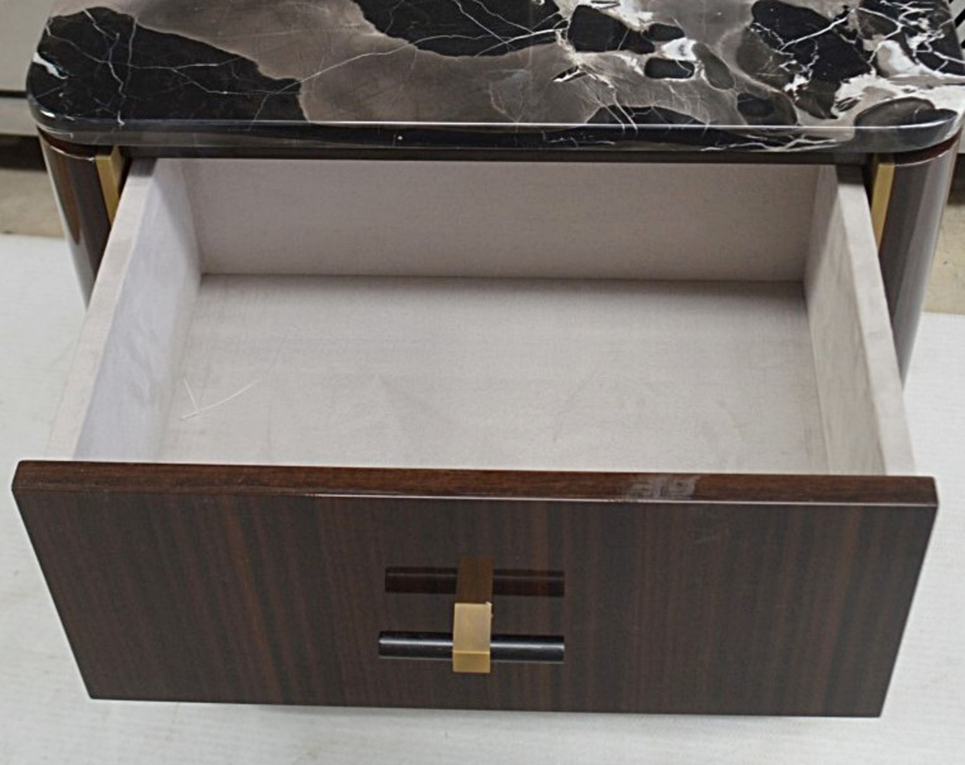1 x FRATO 'BERNA' Luxury Designer Stone-topped Bedside Table With 3 Soft-close Lined Drawers - Image 6 of 7
