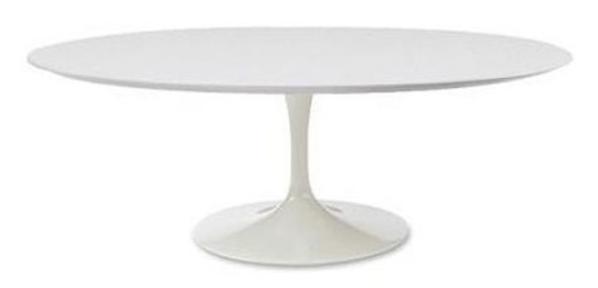 1 x Eero Saarinen Inspired Large Oval Dining Table In White - Dimensions: H74cm / W150 x D120cm - Image 2 of 4