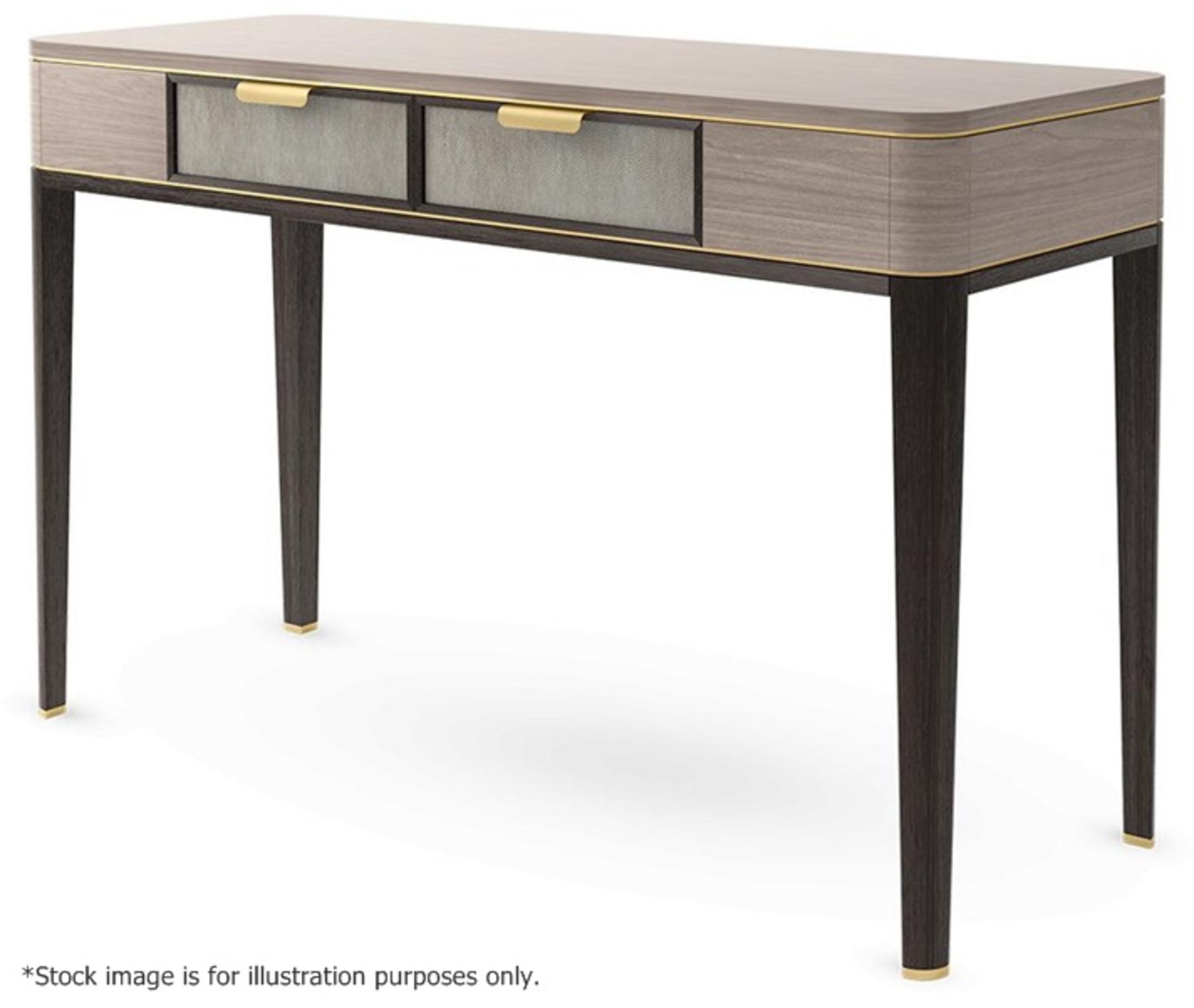 1 x FRATO 'Mandalay' Luxury Designer 2-Drawer Dresser Dressing Table In Brown With A High Gloss Dark - Image 2 of 15