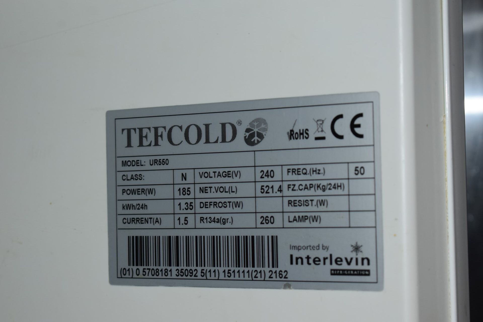1 x Tefcold UR55 Upright Commercial Solid Door Refrigerator - Size: H172 x W77.7 x D72cms - Ref: - Image 5 of 8