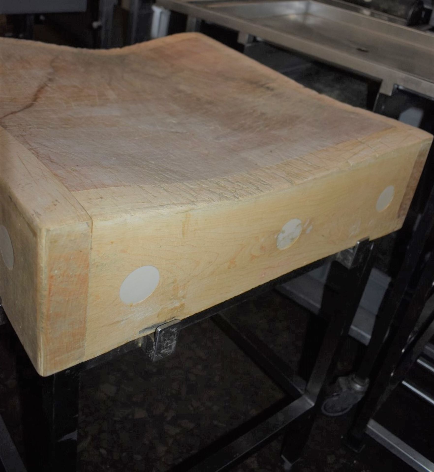 1 x Wooden Butchers Block on Stainless Steel Stand - Recently Removed From a Major Supermarket - Image 8 of 8