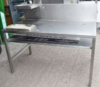 1 x Stainless Steel Workstation With Monitor / Printer Shelf, Undershelf and Splashback -