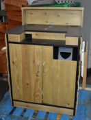 1 x Retail Counter With Natural Wood Panel Finish - Features Cable Ports, Privacy Panel and