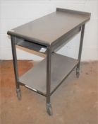 1 x Stainless Steel Prep Table With Undershelf - Size: H84 x W48 x D96 cms - CL011 - Location: