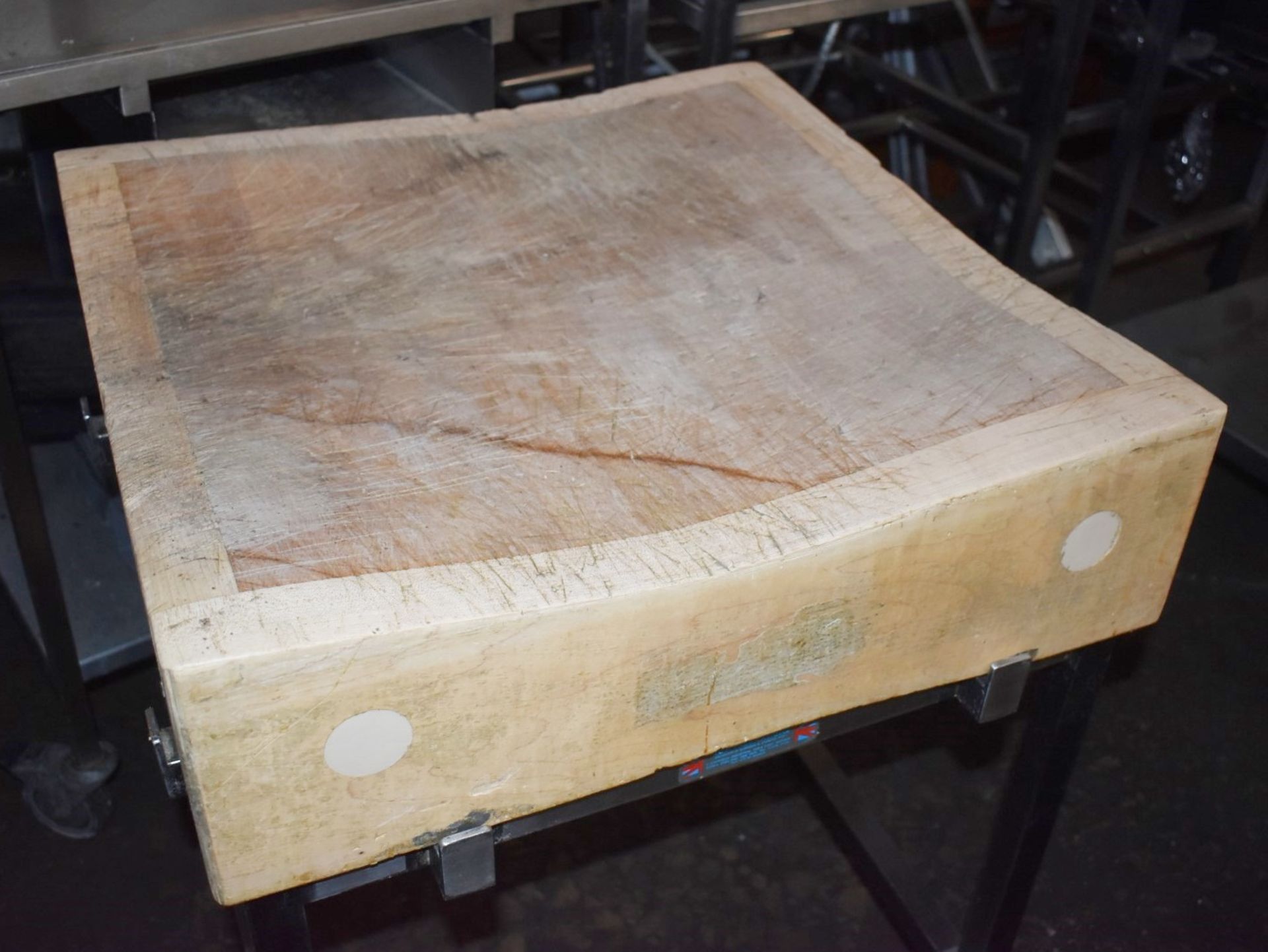 1 x Wooden Butchers Block on Stainless Steel Stand - Recently Removed From a Major Supermarket - Image 7 of 8