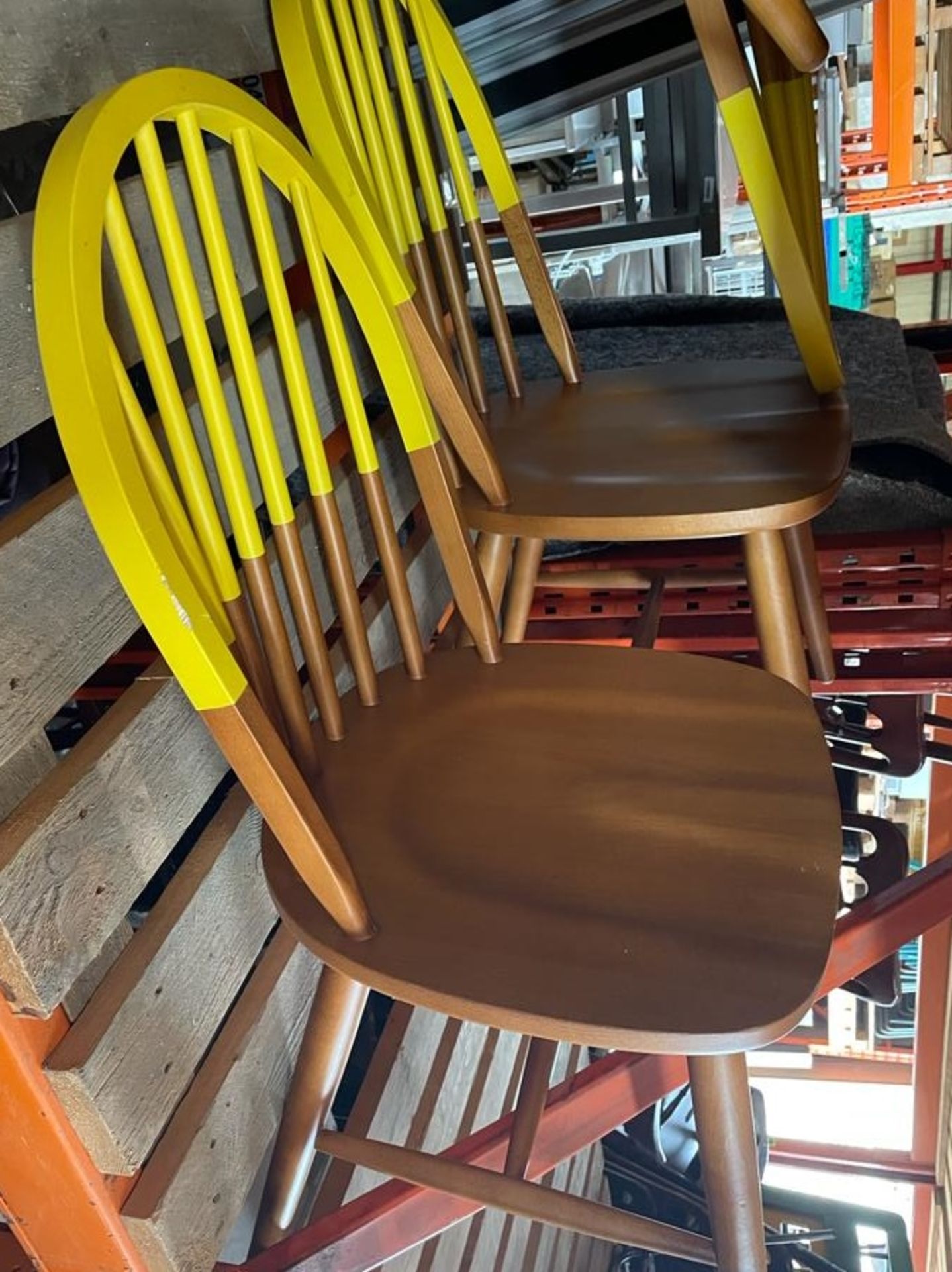 22 x Restaurant Dining Chairs - Contemporary Colourful Design With Wooden Finish and Part Painted in - Image 3 of 7