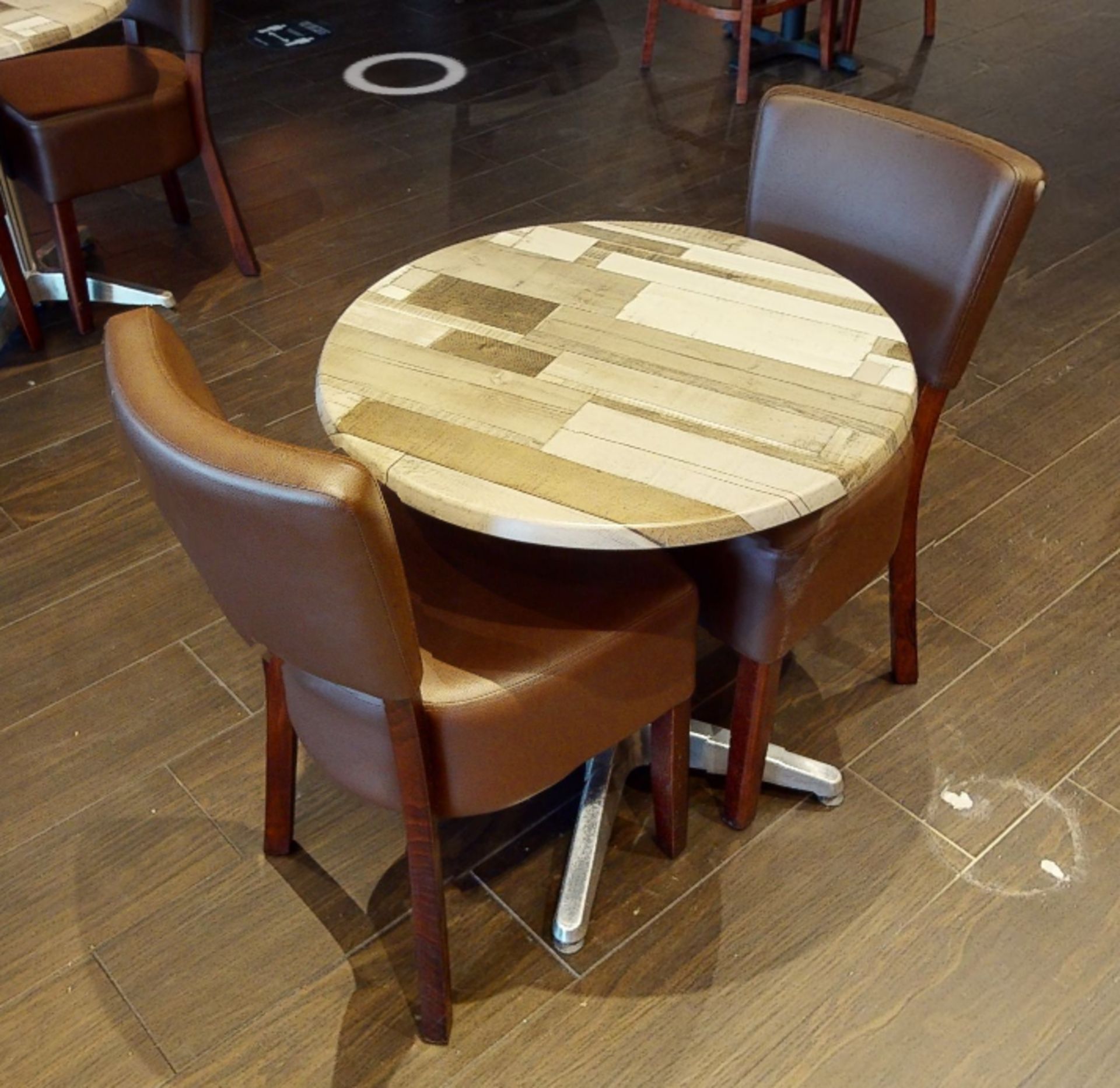 10 x Two Seater Restaurant Tables With Wood Panel Effect Tops and Chromes Bases - CL701 - - Image 4 of 9