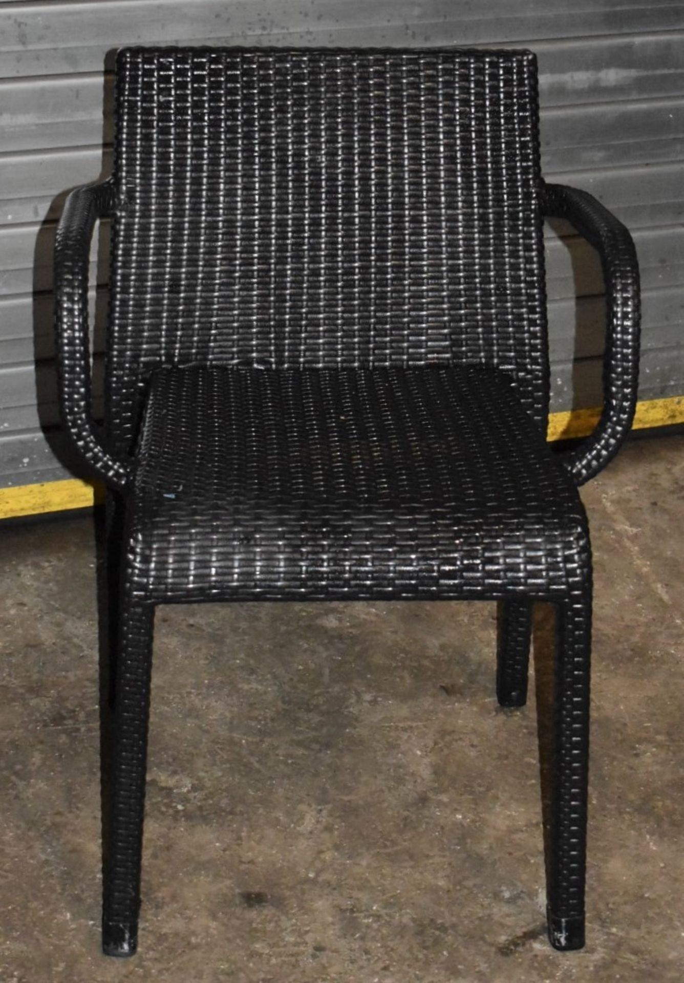6 x Outdoor Stackable Rattan Chairs With Arm Rests - CL999 - Ref WH5 - Provided in Very Good - Image 5 of 9