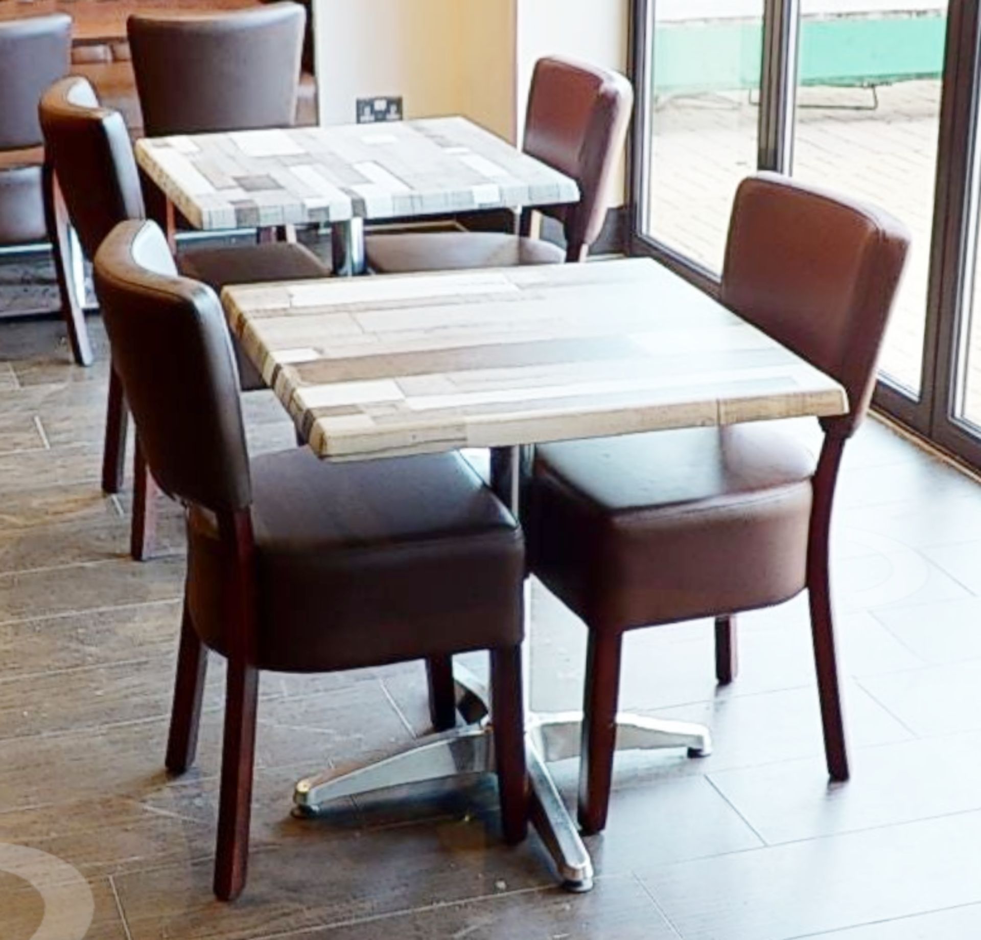 10 x Two Seater Restaurant Tables With Wood Panel Effect Tops and Chromes Bases - CL701 - - Image 7 of 9