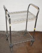 1 x Commercial Two Tier Trolley With Wire Shelves and Push/Pull Handles - Ref: GCA113 WH5 -