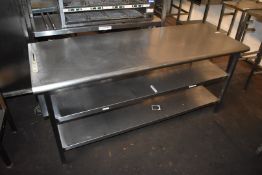 1 x Stainless Steel Prep Table Featuring Undershelves and Knife Block - Size: H75 x W160 x D61 cms -