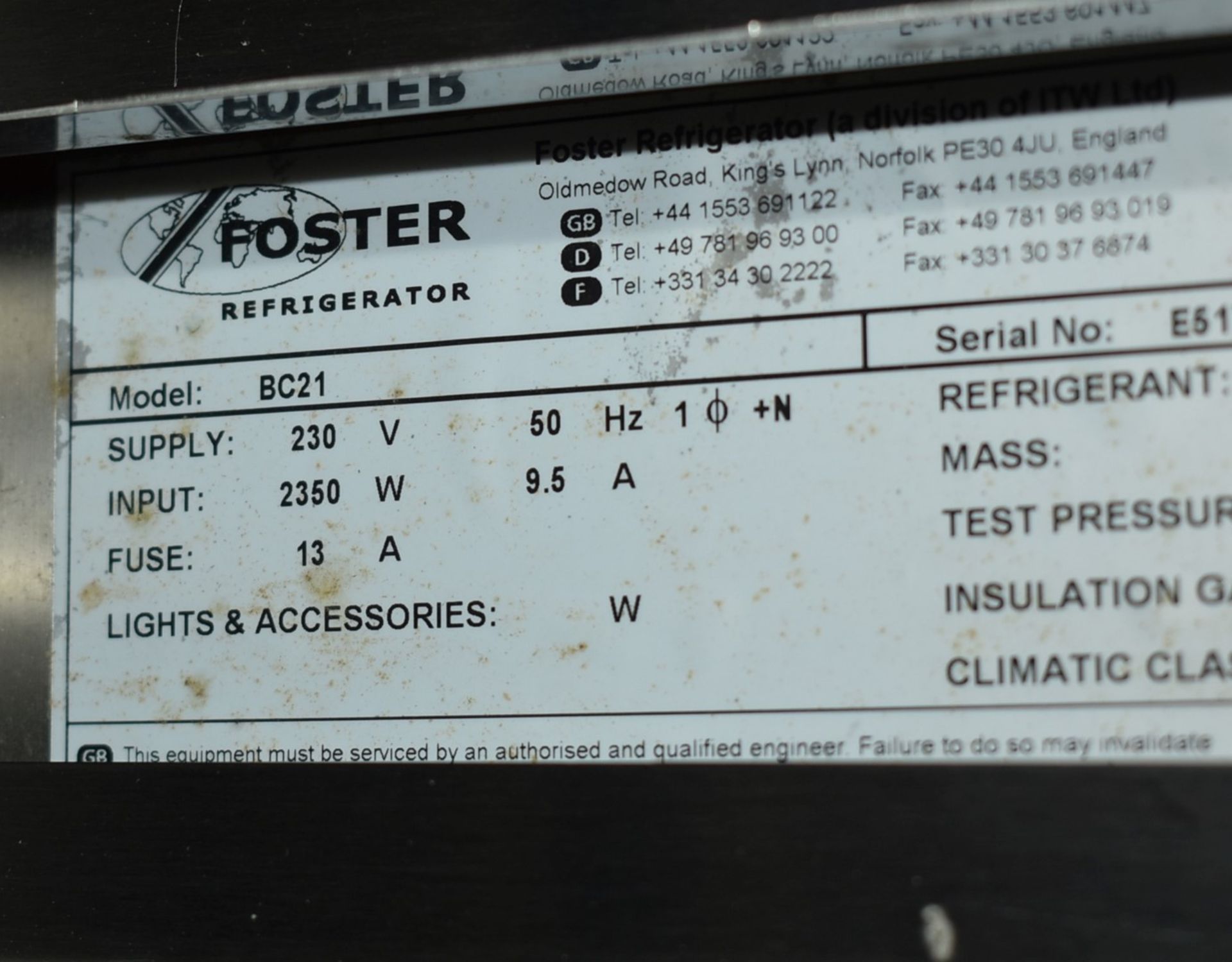 1 x Fosters BC21 Commercial Blast Chiller - Dimensions: H165 x W70 x D80 cms - Ref: WH2-123 - - Image 10 of 12