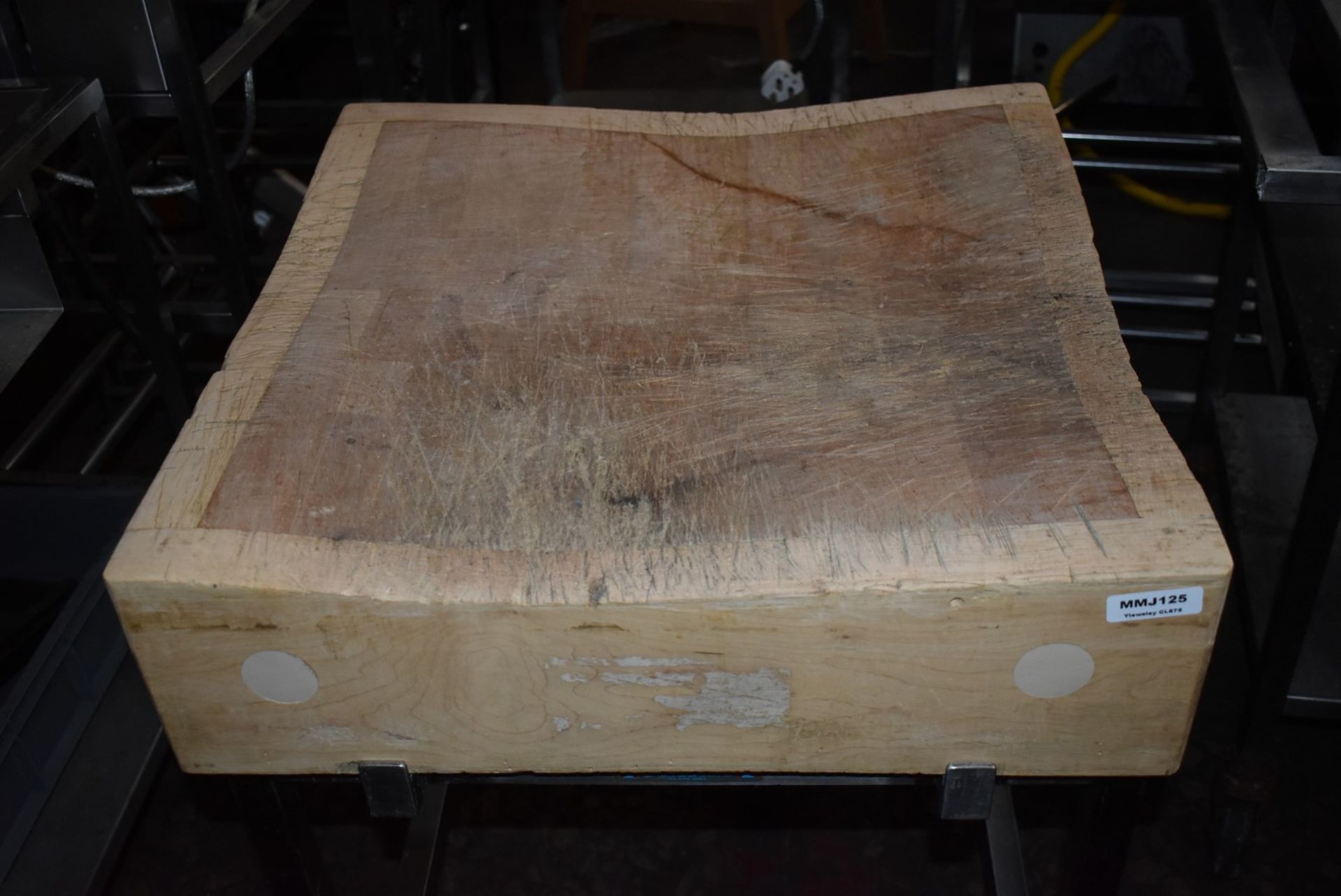 1 x Wooden Butchers Block on Stainless Steel Stand - Recently Removed From a Major Supermarket - Image 4 of 8