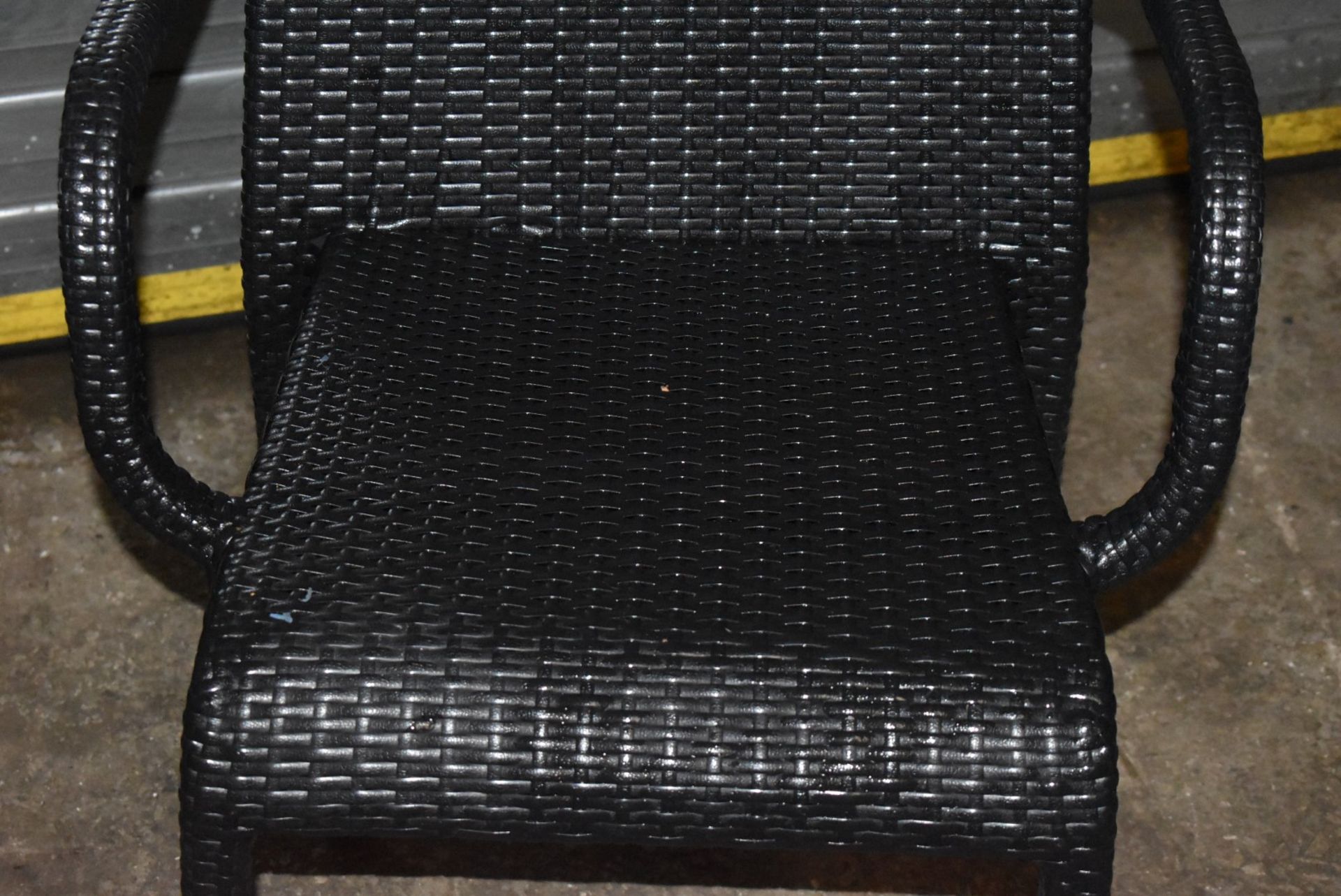 6 x Outdoor Stackable Rattan Chairs With Arm Rests - CL999 - Ref WH5 - Provided in Very Good - Image 8 of 9