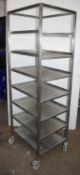 1 x Stainless Steel 7 Tier Fixed Shelf Upright Trolley - CL011 - Ref: PP339 WH5 - Location: