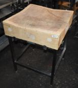 1 x Wooden Butchers Block on Stainless Steel Stand - Recently Removed From a Major Supermarket