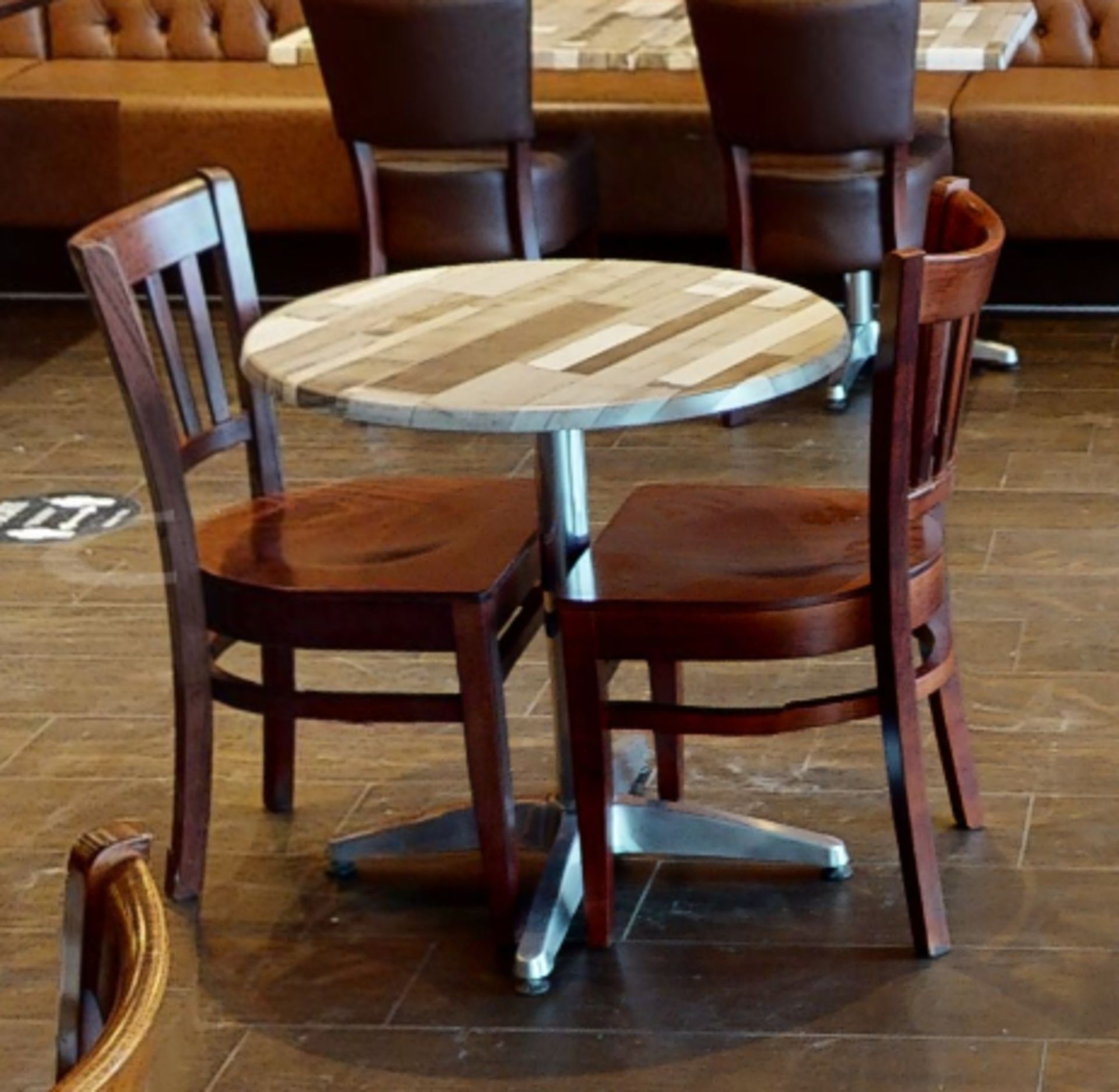 10 x Two Seater Restaurant Tables With Wood Panel Effect Tops and Chromes Bases - CL701 - - Image 2 of 9