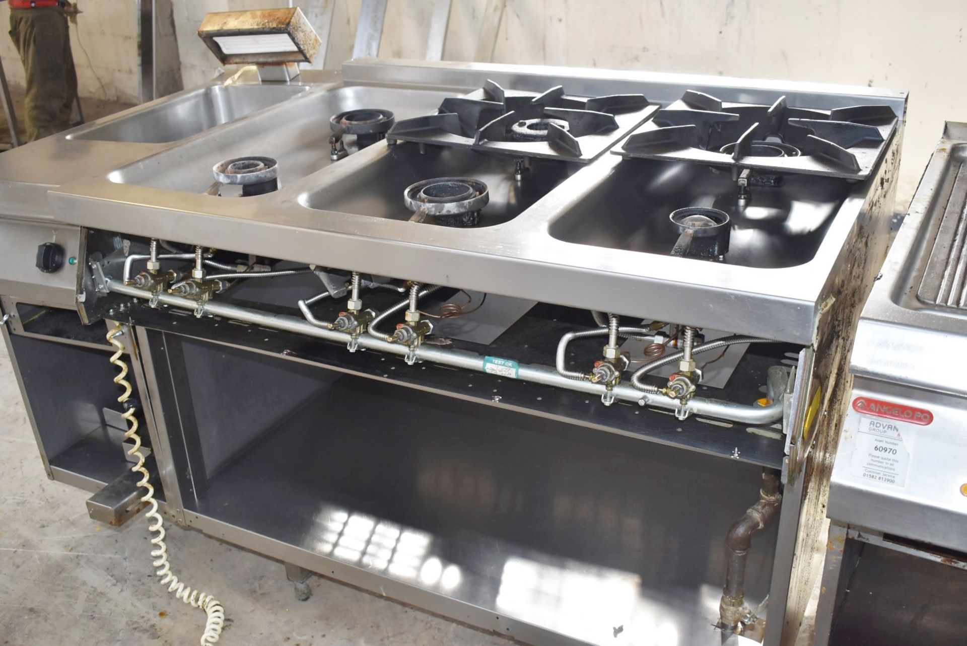 1 x Angelo Po 6 Burner Gas Range Cooker on a Modular Base Unit - Width 120cm - Recently Removed From - Image 5 of 14