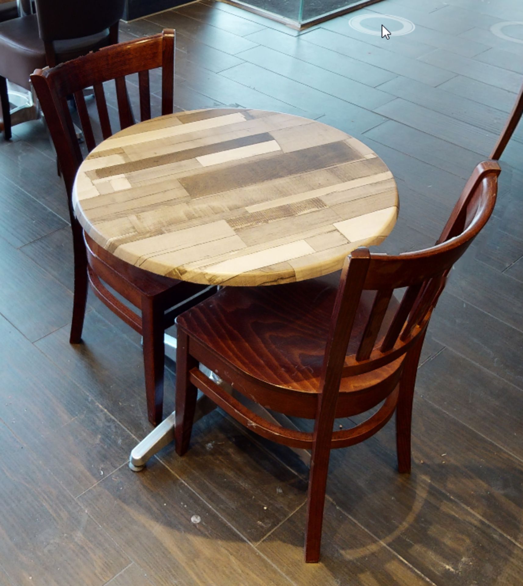 10 x Two Seater Restaurant Tables With Wood Panel Effect Tops and Chromes Bases - CL701 - - Image 5 of 9