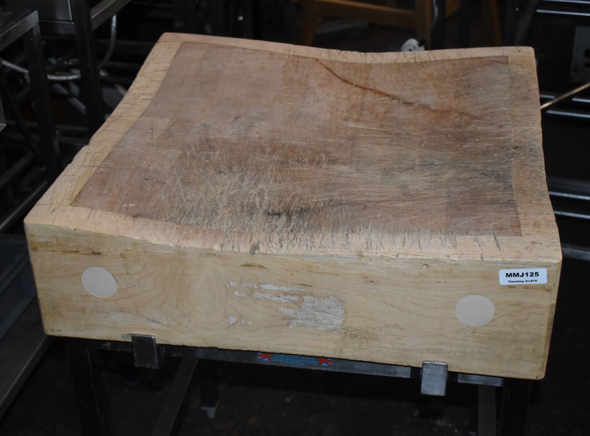 1 x Wooden Butchers Block on Stainless Steel Stand - Recently Removed From a Major Supermarket - Image 2 of 8