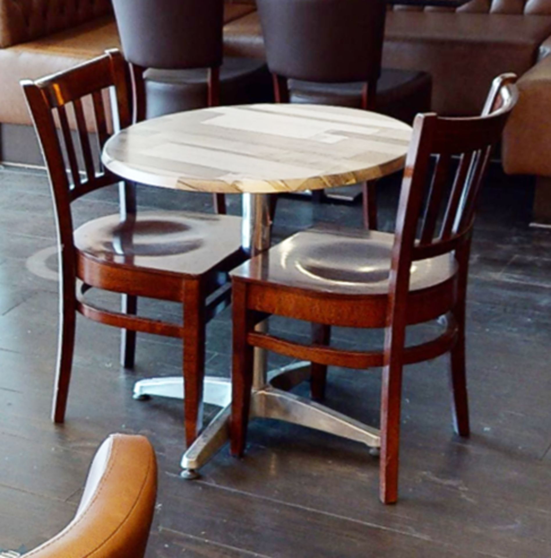 10 x Two Seater Restaurant Tables With Wood Panel Effect Tops and Chromes Bases - CL701 - - Image 9 of 9