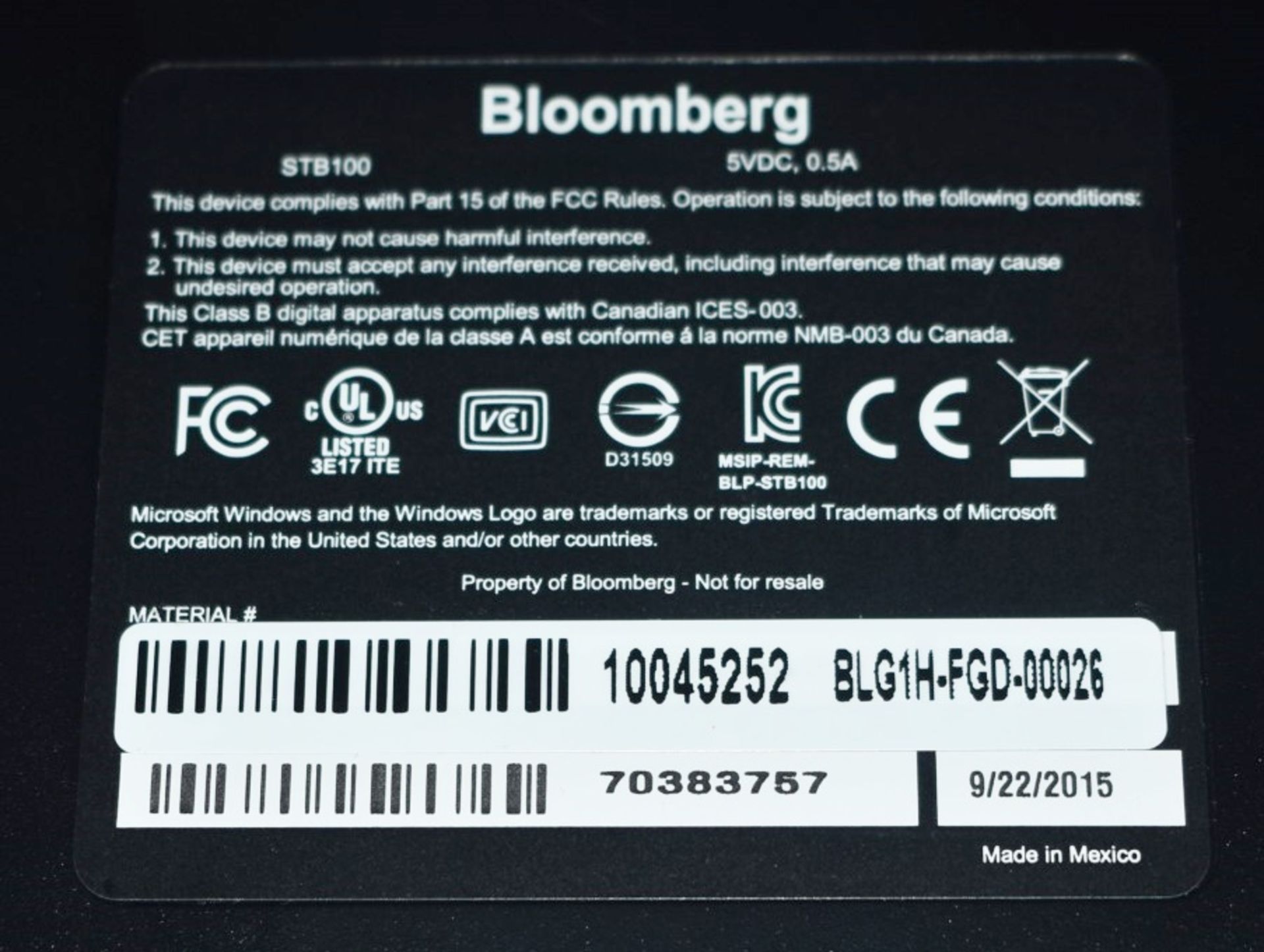 1 x Bloomberg STB100 Financial/Trading Keyboard with Fingerprint Scanner - Ref: MPC554 CG - - Image 4 of 6