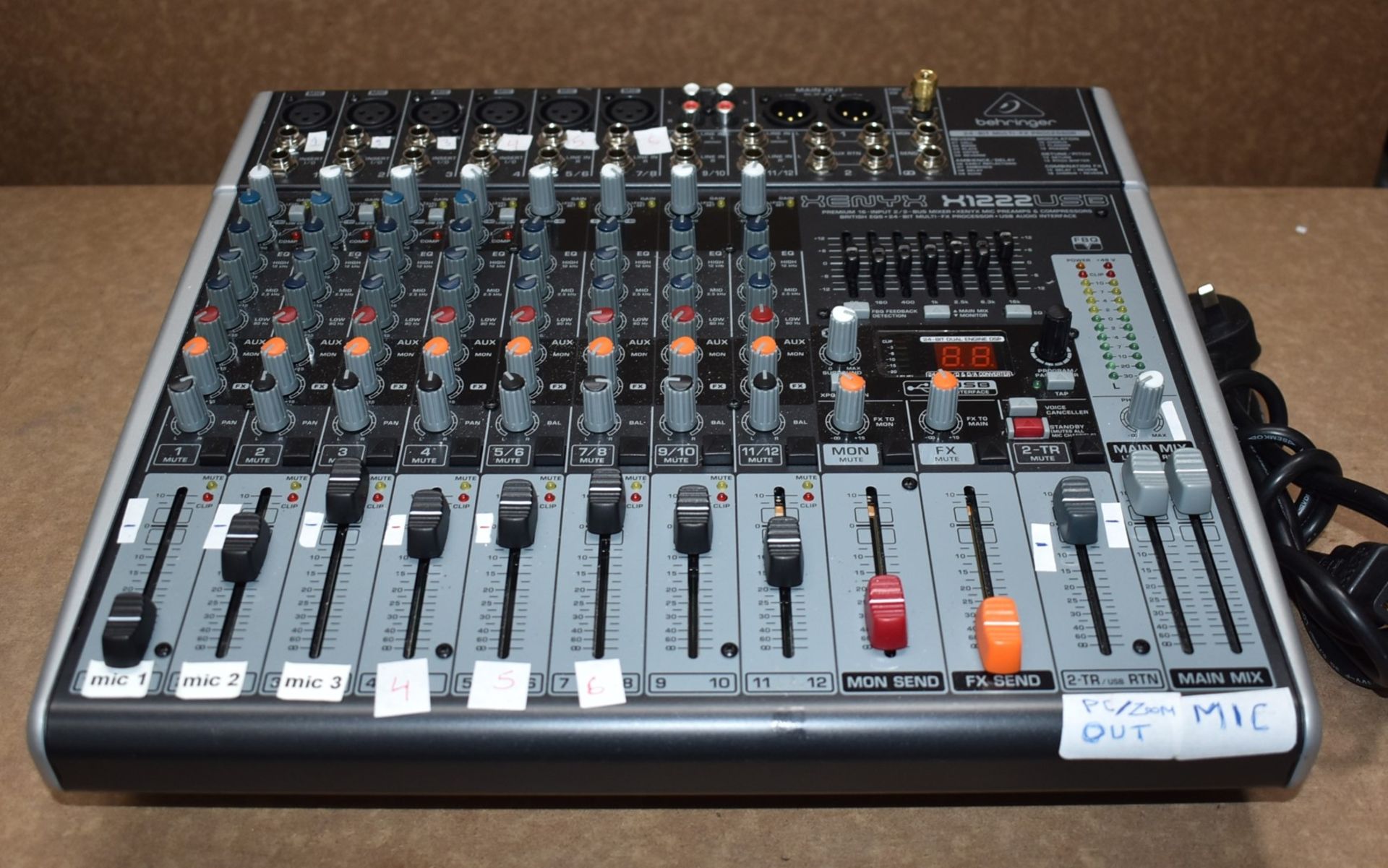 1 x Behringer Xenyx 12 Channel Analog Audio Mixer - Model X1222USB - Includes Power Cable - Ref: - Image 6 of 13