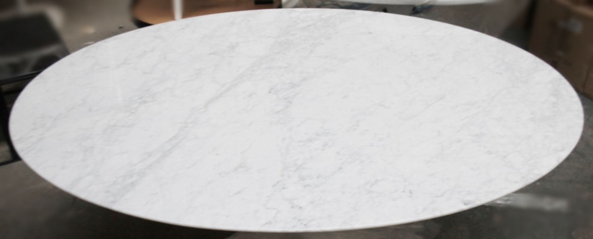 1 x Eero Saarinen Inspired Large Oval Carrara Marble-Topped Dining Table - H74cm x W150 x D120cm - Image 4 of 6