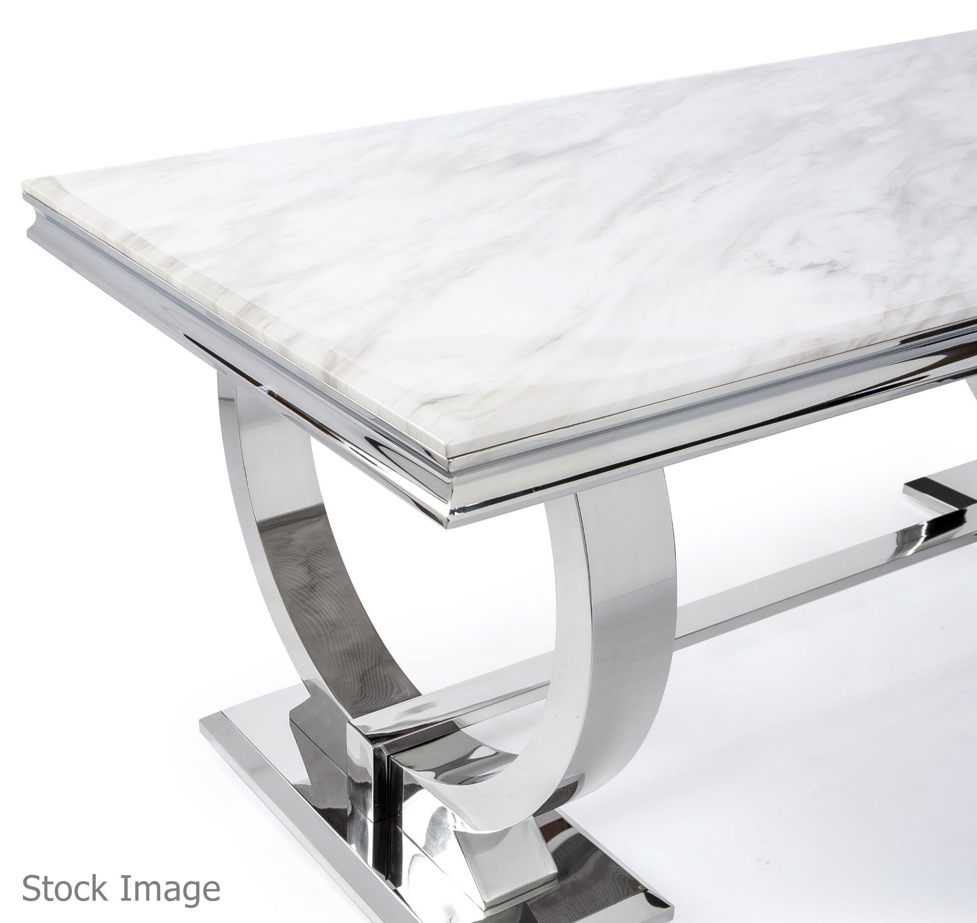 1 x Arianna 2-Metre Long Dining Table With Marble Top With A Chrome Base - Image 5 of 12