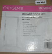 1 x Tavistock Oxygen 8 Shower Door With Chrome Hinges - 900x1950mm - Product Code SE1H90 -  Unused