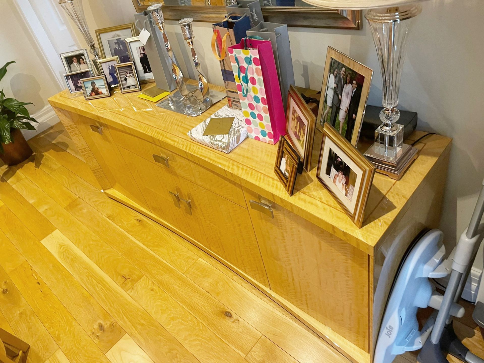 1 x Stylish 2-Metre 4-Door, ! x Drawer Wooden Sideboard With Curved Aesthetic And Gloss Finish -