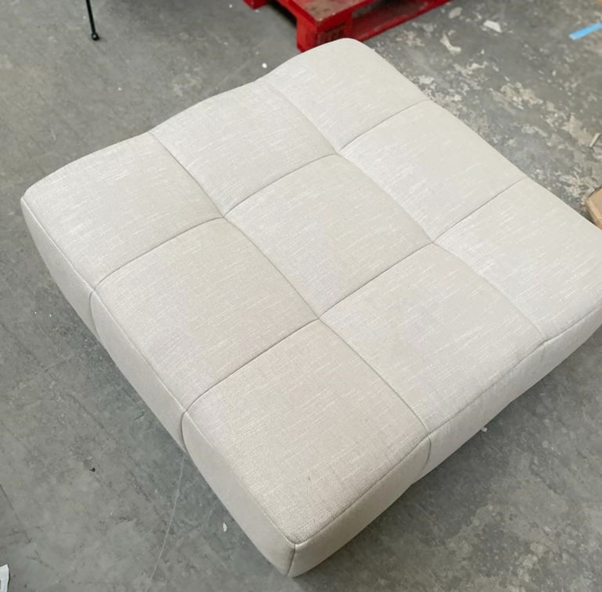 1 x Cloud9 Large Upholstered Foot Stool In A Stone Effect Shade - Dimensions: 35(h) x 90(d) x 90( - Image 2 of 4