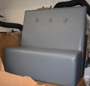 1 x Two Seater Seating Bench Unpholstered in Grey Faux Leather - New and Unused - Size: H47/120 x