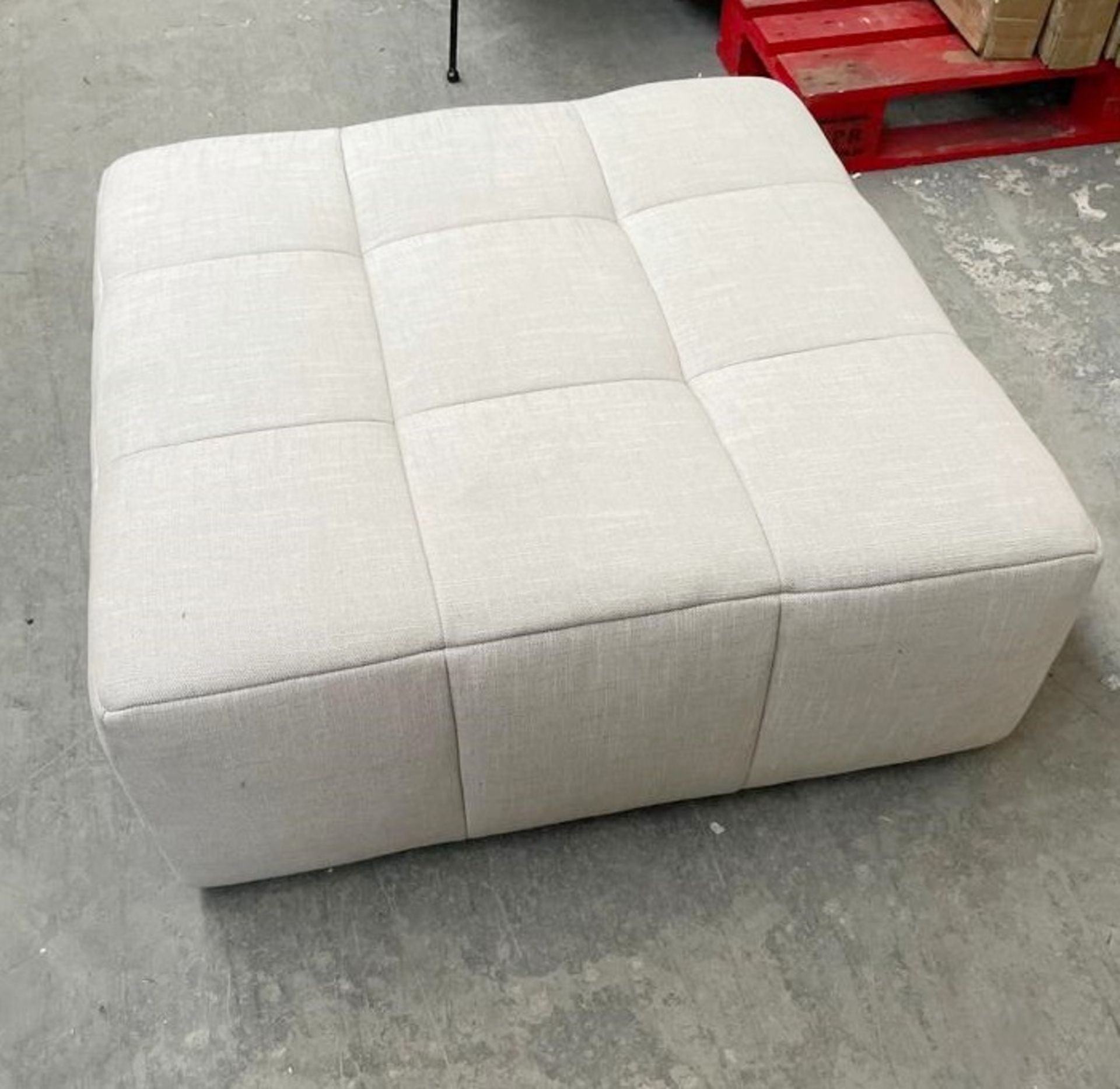 1 x Cloud9 Large Upholstered Foot Stool In A Stone Effect Shade - Dimensions: 35(h) x 90(d) x 90(