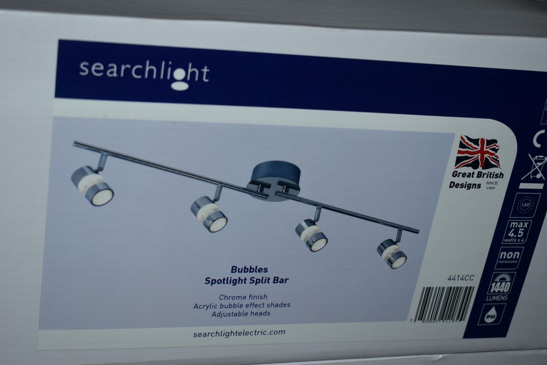2 x Searchlight Bubbles Spotlight Split Bar Lights - Chrome Finish With Acrylic Bubble Effect Shades - Image 2 of 2