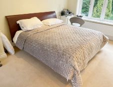 1 x Real Leather Upholstered Double Bed With A Sublime Vi Spring Mattress - No VAT