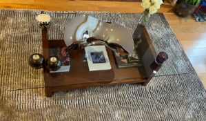 1 x Wooden Coffee Table With Glass Top - To Be Removed From An Exclusive Property In Hale Barns
