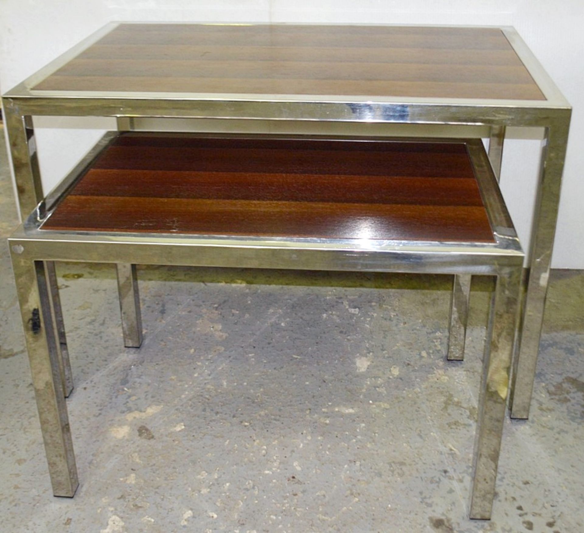 Set of 2 x Large Nesting Display Tables With Chrome Frames - Ex-Showroom Piece - Ref: HAR155 GIT -