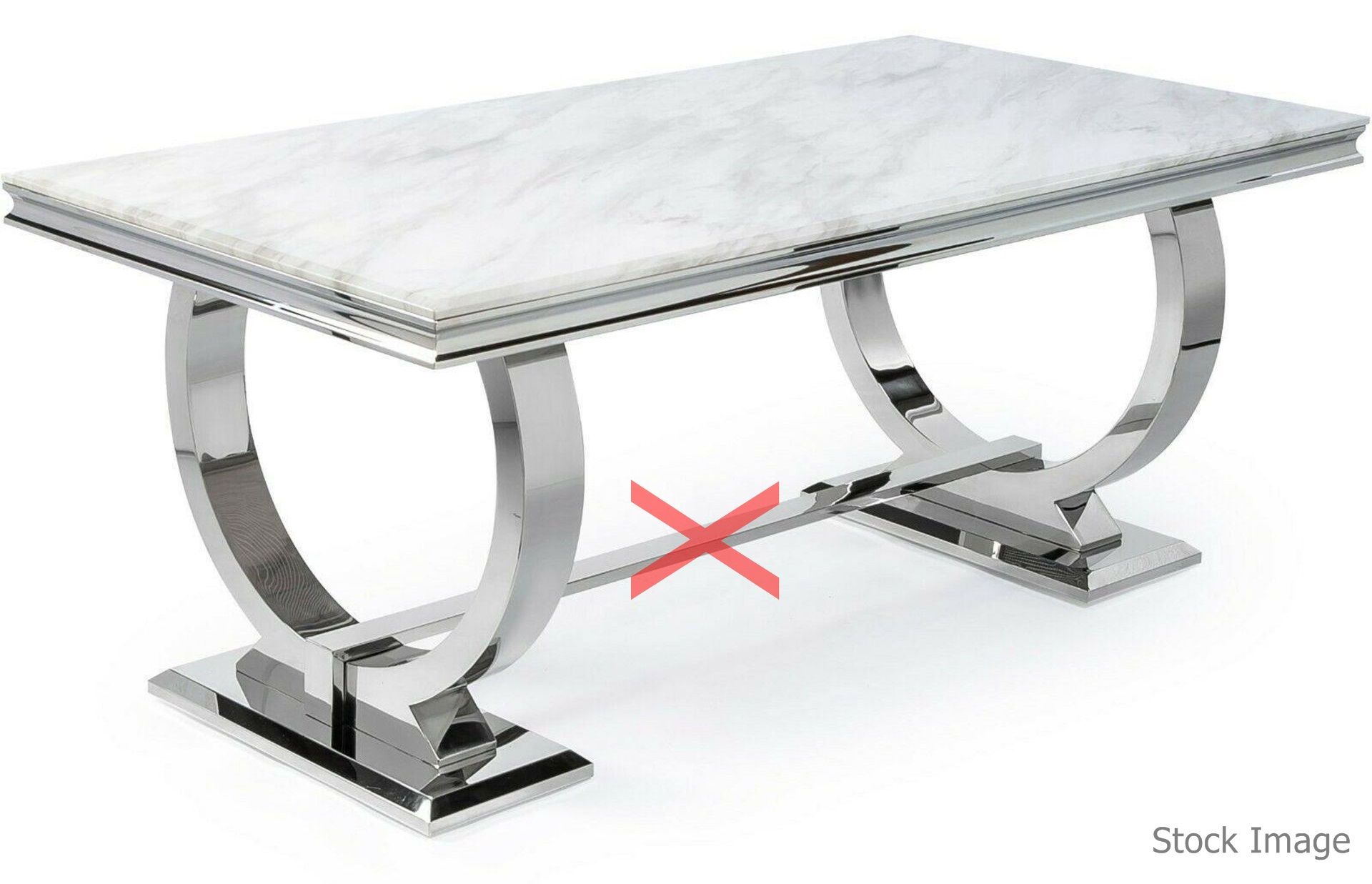 1 x Arianna 2-Metre Long Dining Table With Marble Top With A Chrome Base - Image 10 of 12