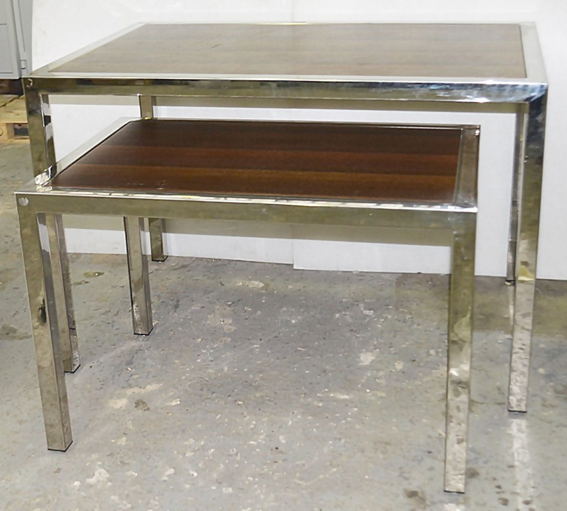 Set of 2 x Large Nesting Display Tables With Chrome Frames - Ex-Showroom Piece - Ref: HAR155 GIT - - Image 3 of 6