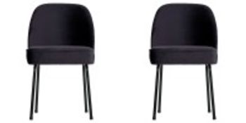 2 x Danish Collection Velvet Vogue Dining Chair Ink - Dimensions: 82.5(h) x 50(w) x 57(d) cm -
