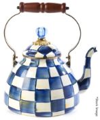 1 x MACKENZIE-CHILDS Royal Check Tea Kettle - Dimensions Approx. W27 x H30cm - Original Price £186.