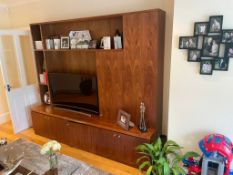 1 x Wooden TV Wall Unit Boasting 7-Door Cabinet Storage And Shelving - 2.4 Metres Wide - NO VAT