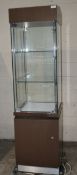 1 x Lockable Illuminated Display Case - Dimensions: H186 x W50 x D50cm - Supplied With Key - Ref: