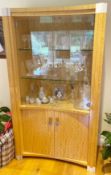 1 x Glazed Illuminated Wooden Display Cabinet With Curved Aesthetic - NO VAT ON HAMMER