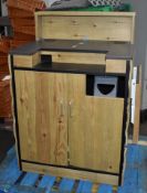 1 x Retail Counter With Natural Wood Panel Finish - Features Cable Ports, Privacy Panel and